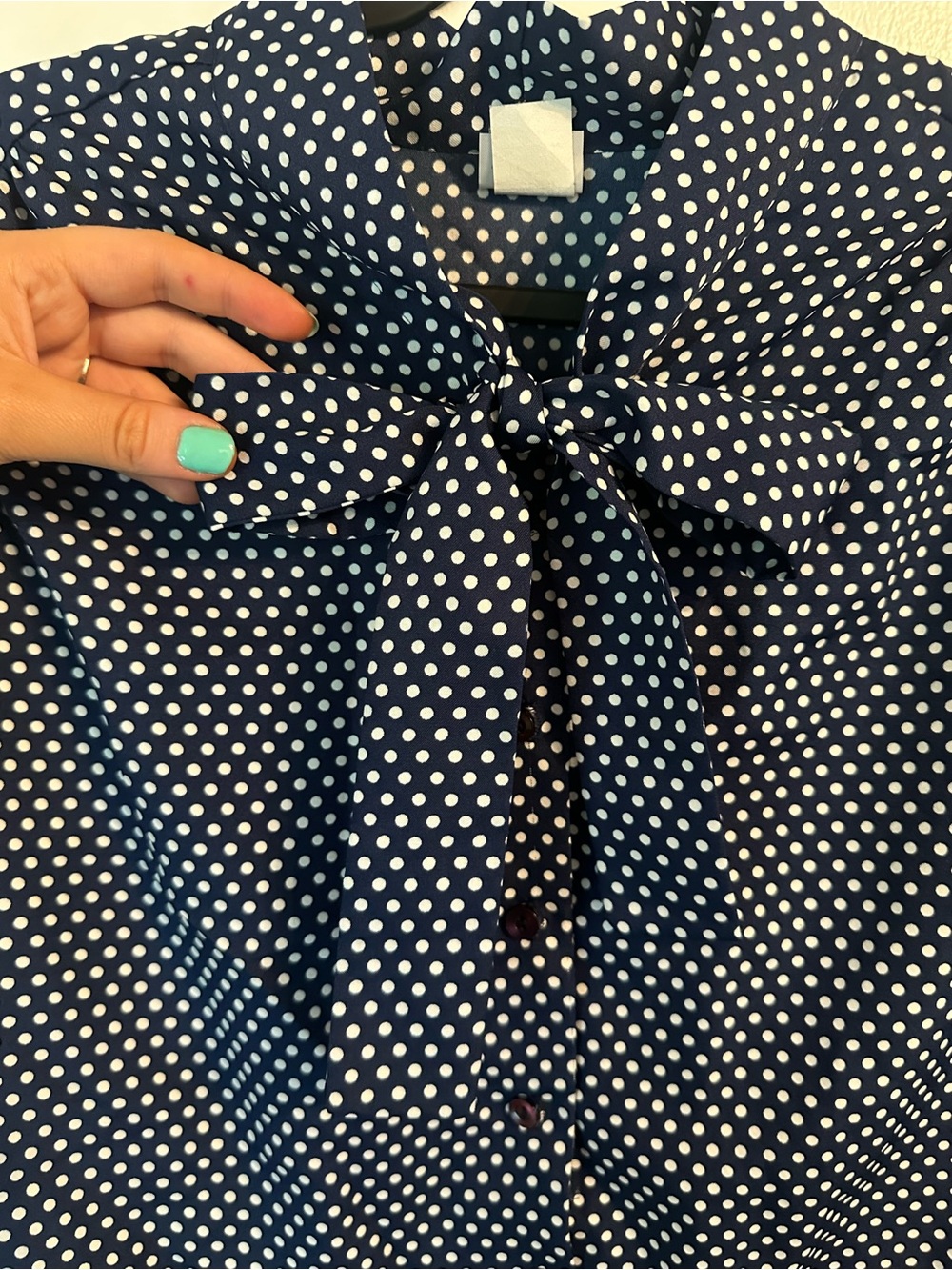 Vintage 70’s JCPenney Fashions Polka Dot Tie-Neck Blouse - Vintage Size 14 - Picture 4 of 8
